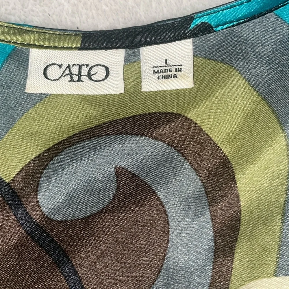 Cato  Colorful Satin Blouse Size L - Picture 6 of 7